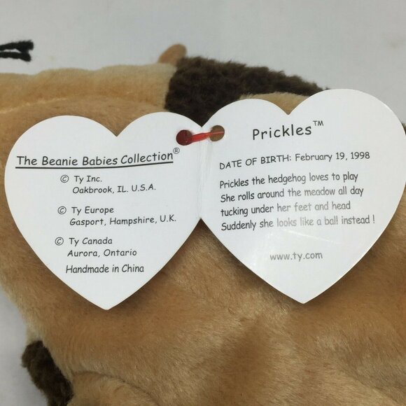 Ty Beanie Baby Prickles Hedgehog Plush Stuffed Animal Retired W Tag Feb 19 1998 - Picture 8 of 11